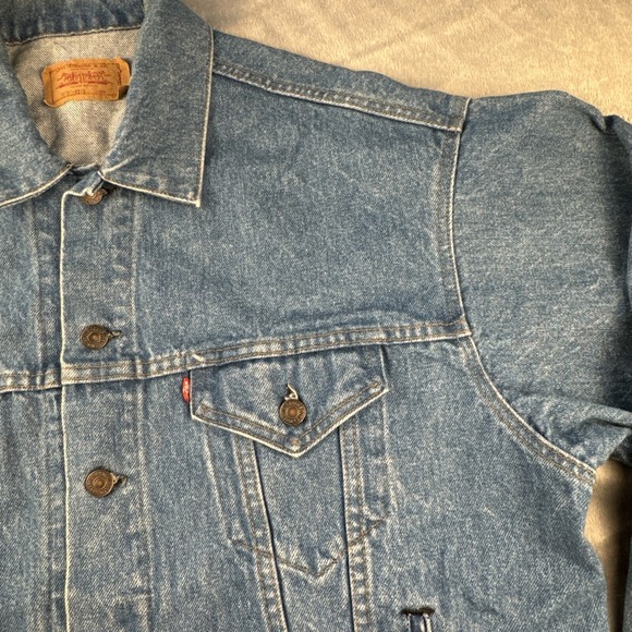 VTG Levi's Strauss & Co 70507 Reg Blue Wash Trucker Denim Jacket Mens XL - Picture 9 of 16